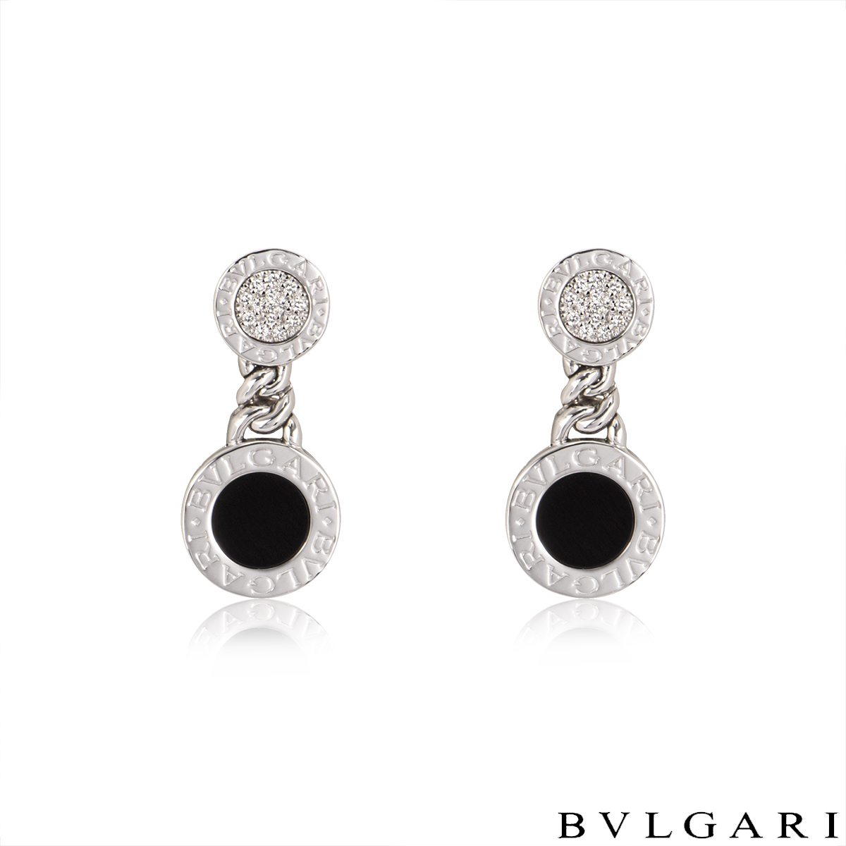 Bvlgari Bvlgari White Gold Diamond & Onyx Earrings